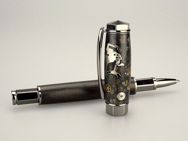 Watch Parts Over Ebony on Gunmetal Rollerball