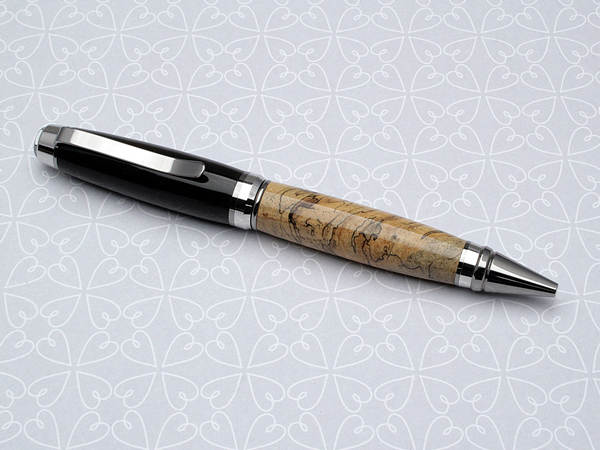 Ebony/Spalted Pecan on Black Ti/Platinum Cigar Pen