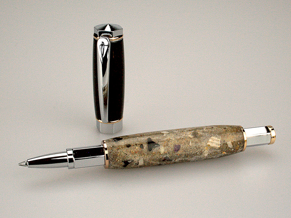 Ebony Over Fossilized Sharks Teeth on a Rollerball