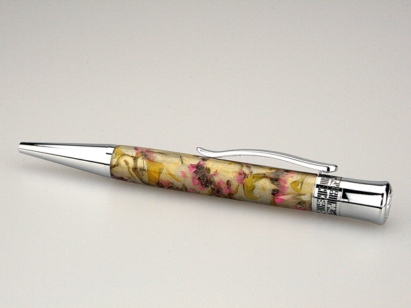 Flower Petals on Chrome Ballpoint